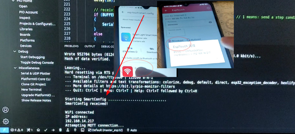 ESP Touch SmartConfig provisioning via mobile app